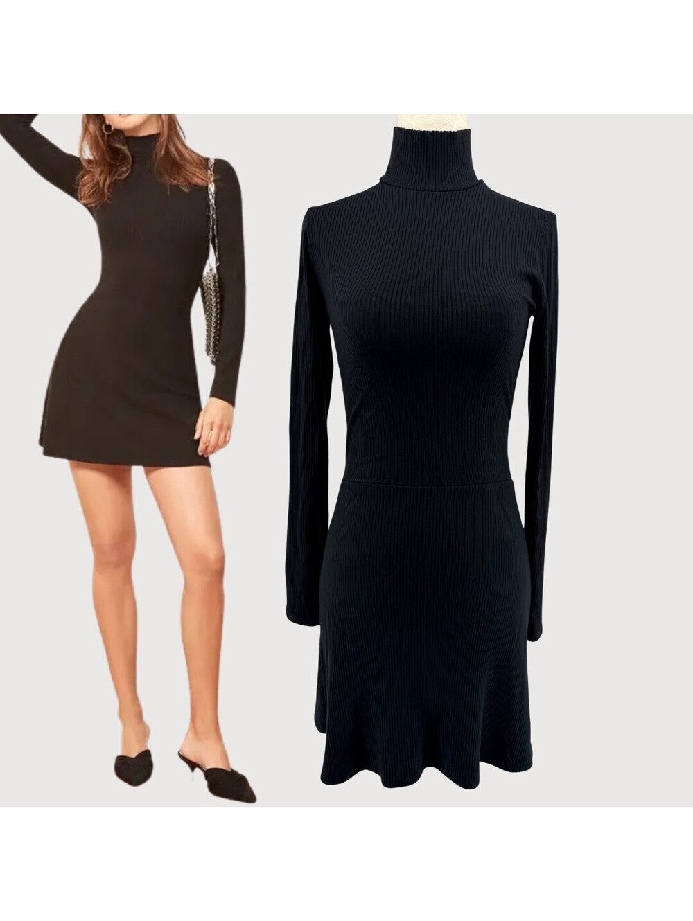 reformation maya knit dress | Dresses | Reformation Ribbed Mock Neck Black Small Tommie dress